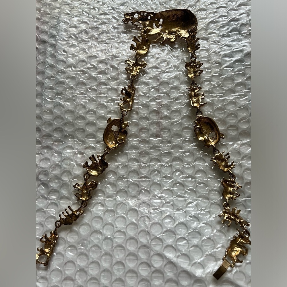 Vintage Plated Noah's Ark Charm Necklace 90s vtg animals ark Christian cross - Picture 7 of 16